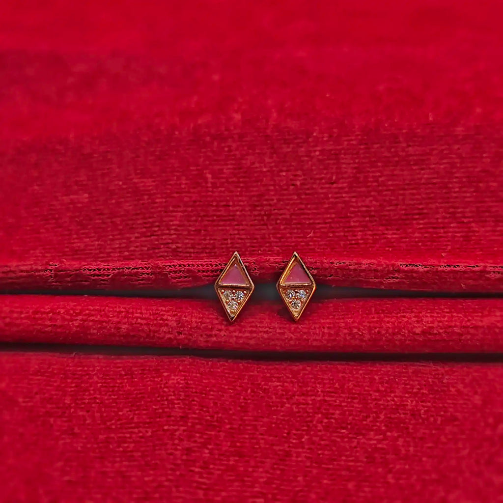 925 Silver Rose Gold Diamond Studs