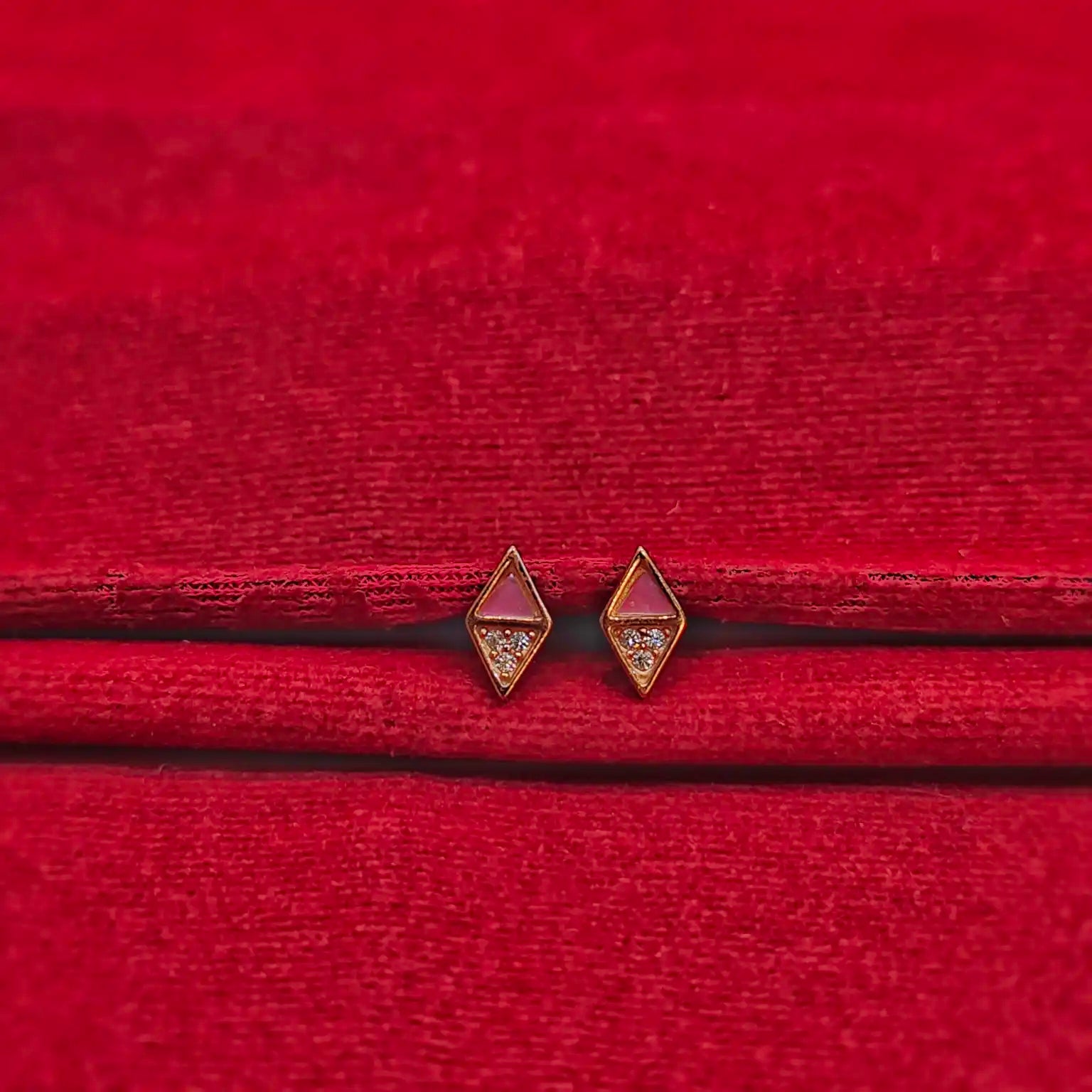 925 Silver Rose Gold Diamond Studs