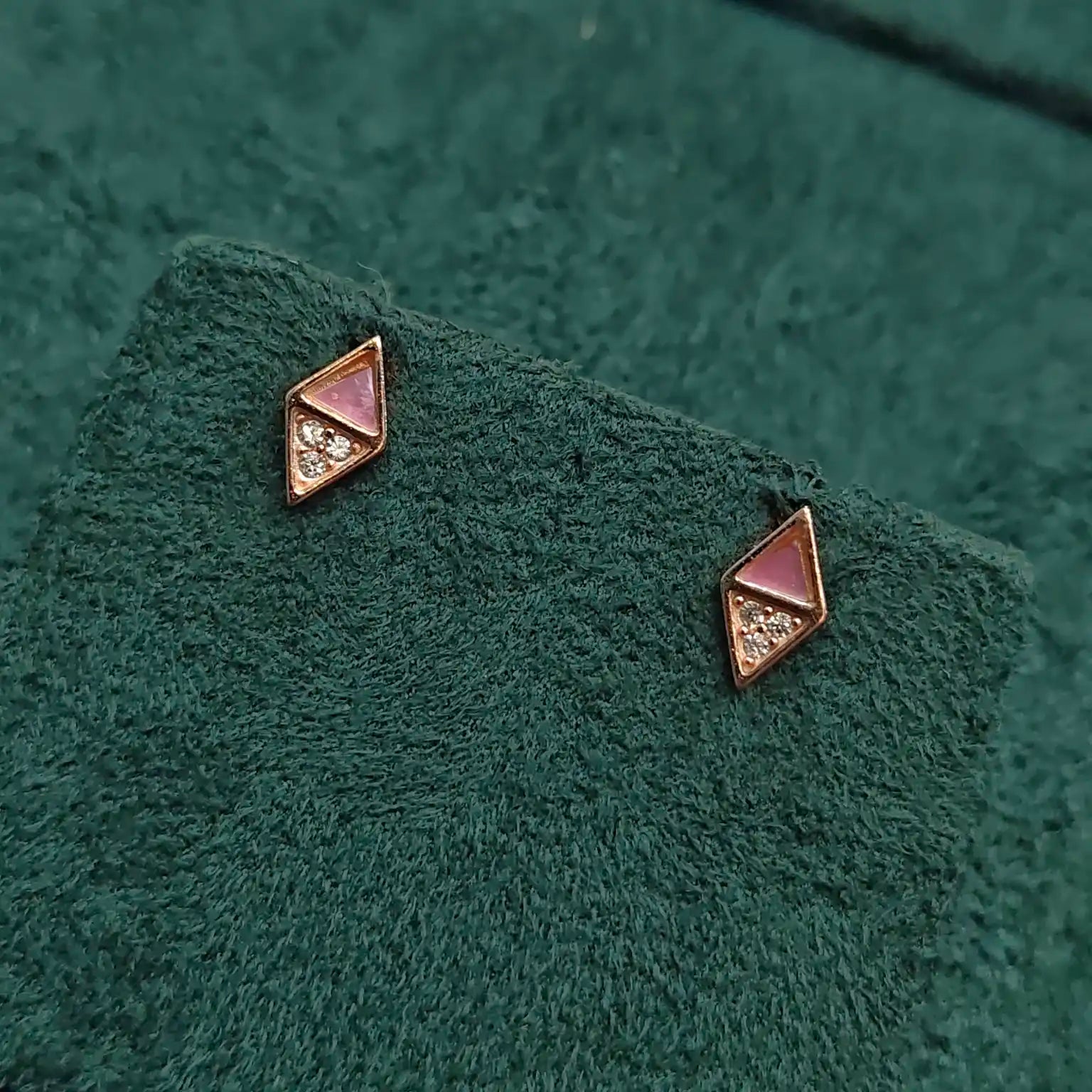 925 Silver Rose Gold Diamond Studs
