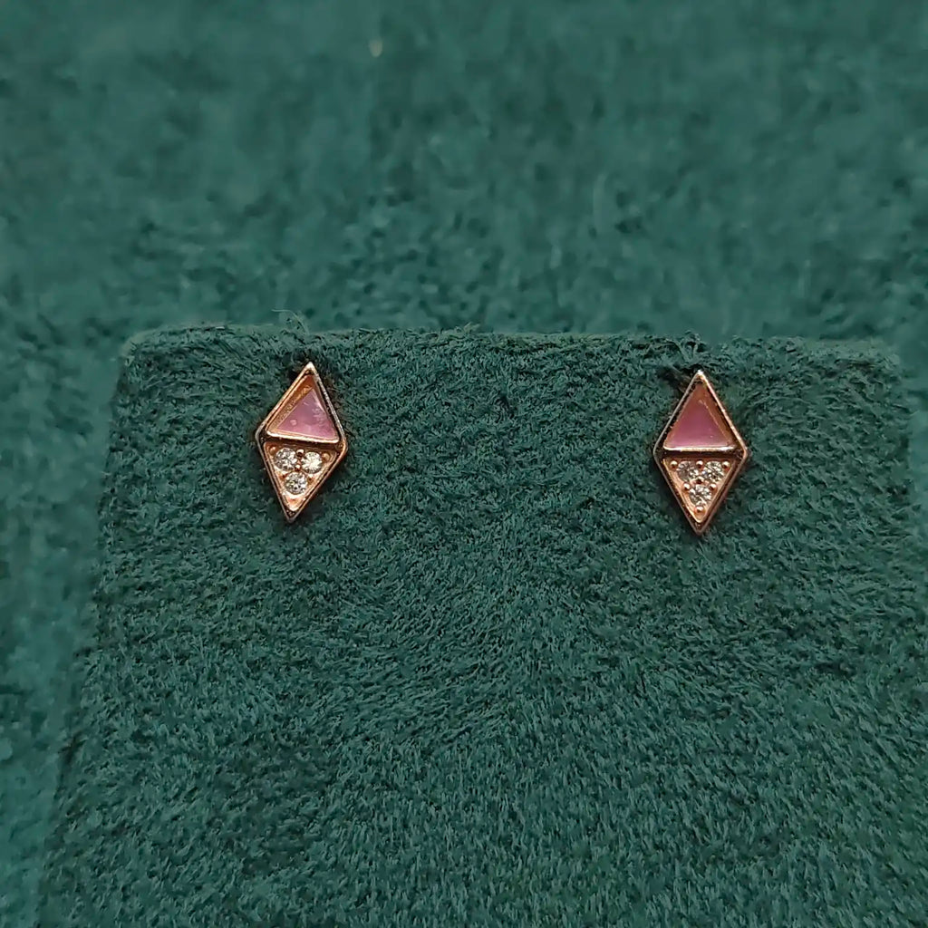 925 Silver Rose Gold Diamond Studs