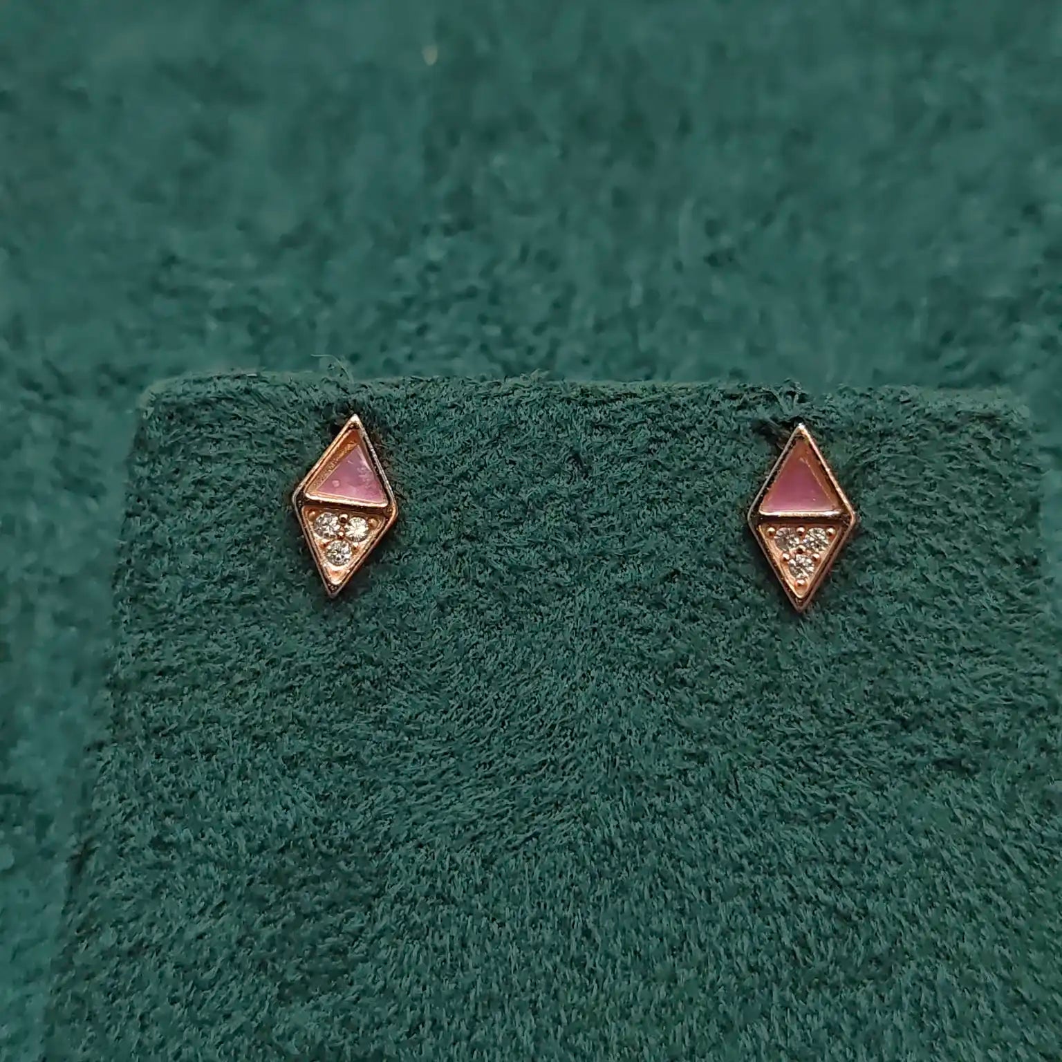 925 Silver Rose Gold Diamond Studs