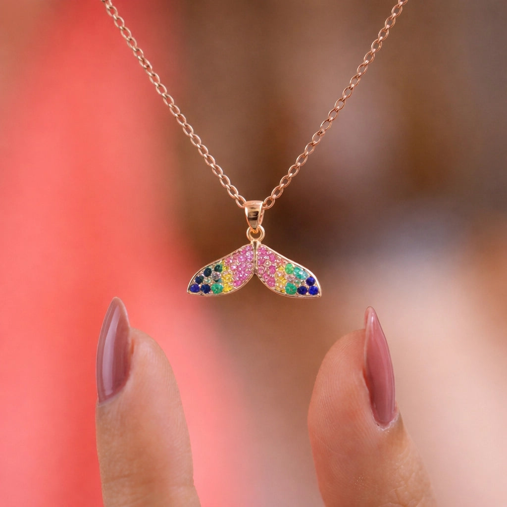 Silver Colorful Butterfly Necklace