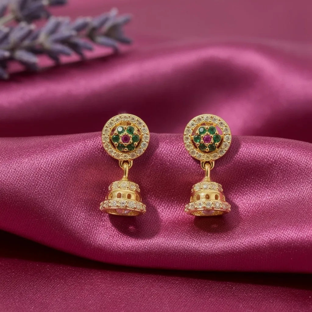 925 Silver Gold Plated Circular Stud Jimaki Earrings