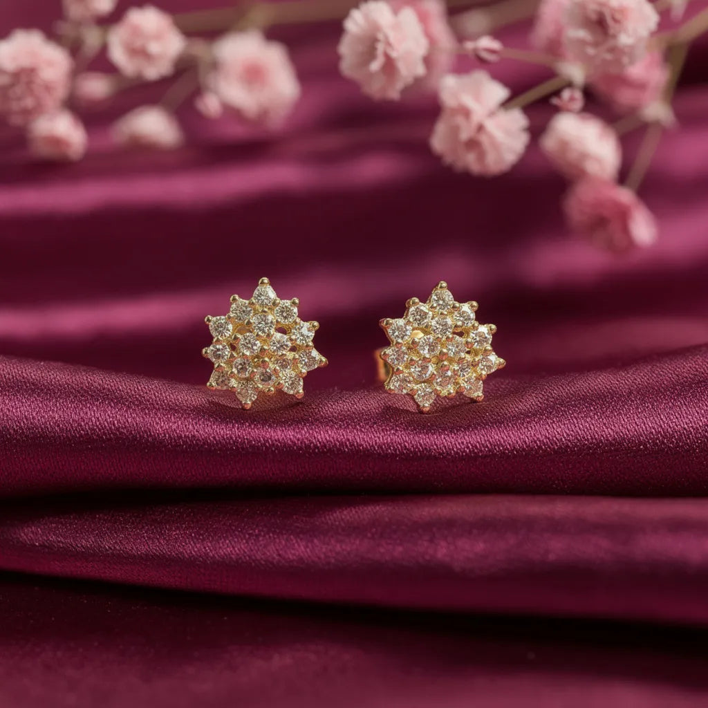 925 Silver Gold Plated Triangular Stud Earrings