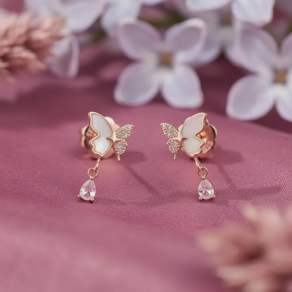 925 Silver Rose Gold Earrings