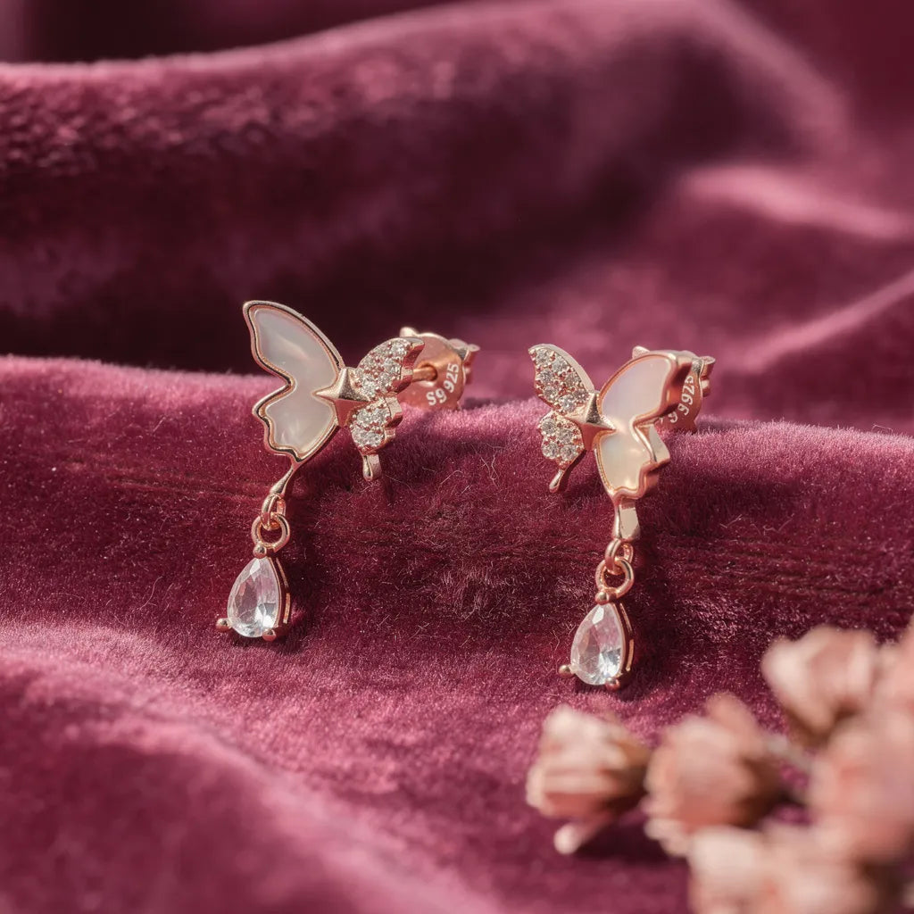 925 Silver Rose Gold Earrings
