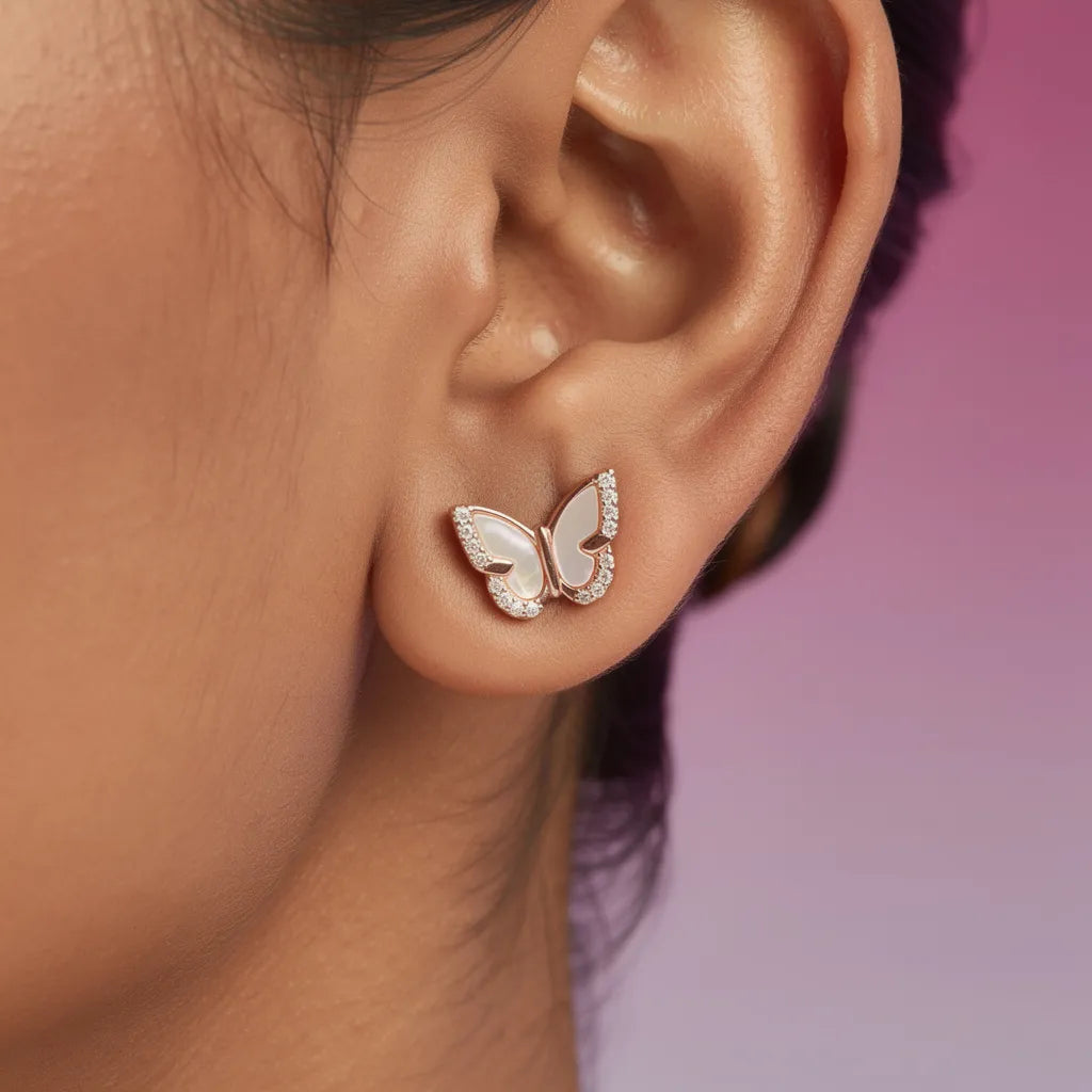 925 Silver Rose Gold Earrings
