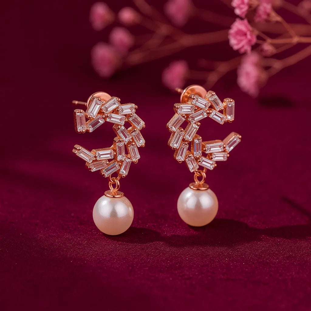 925 Silver Rose Gold Earrings