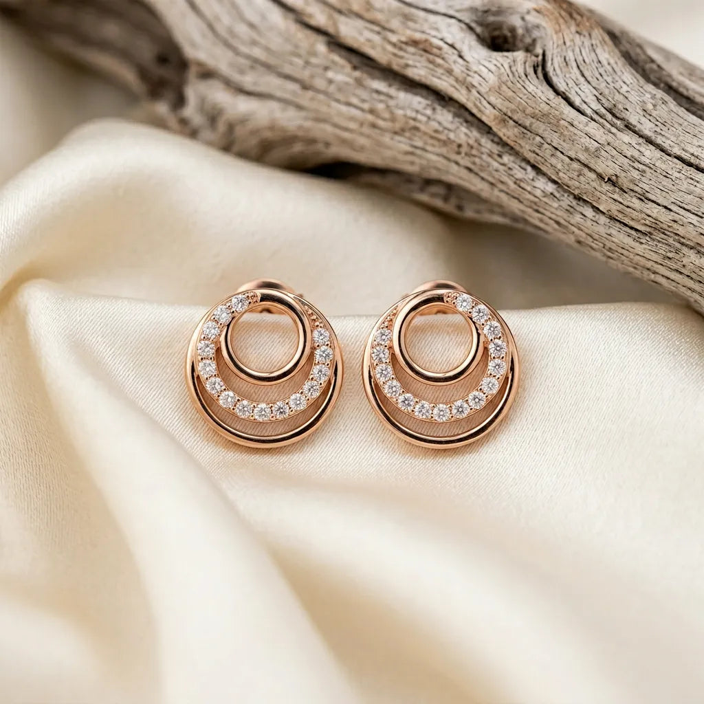 925 Silver Rose Gold Earrings