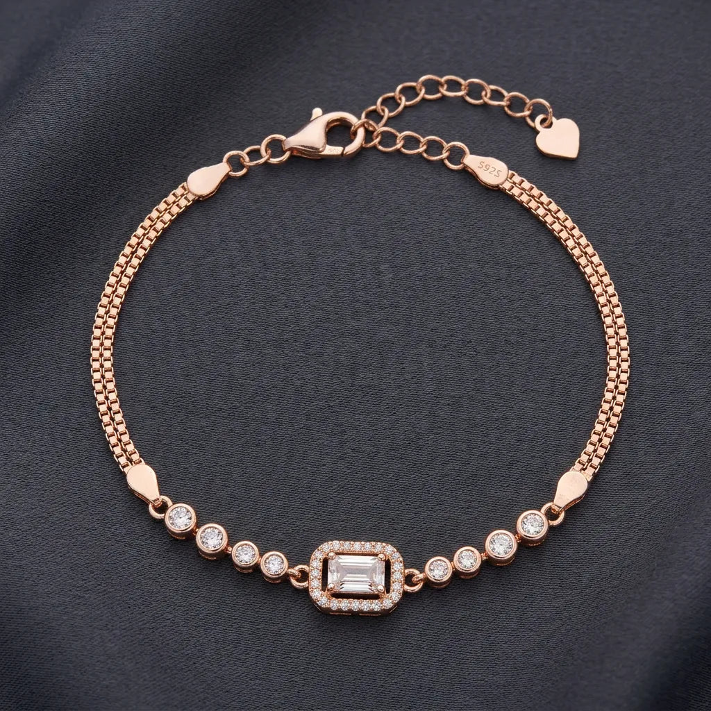 925 Silver Rose Gold Bracelet