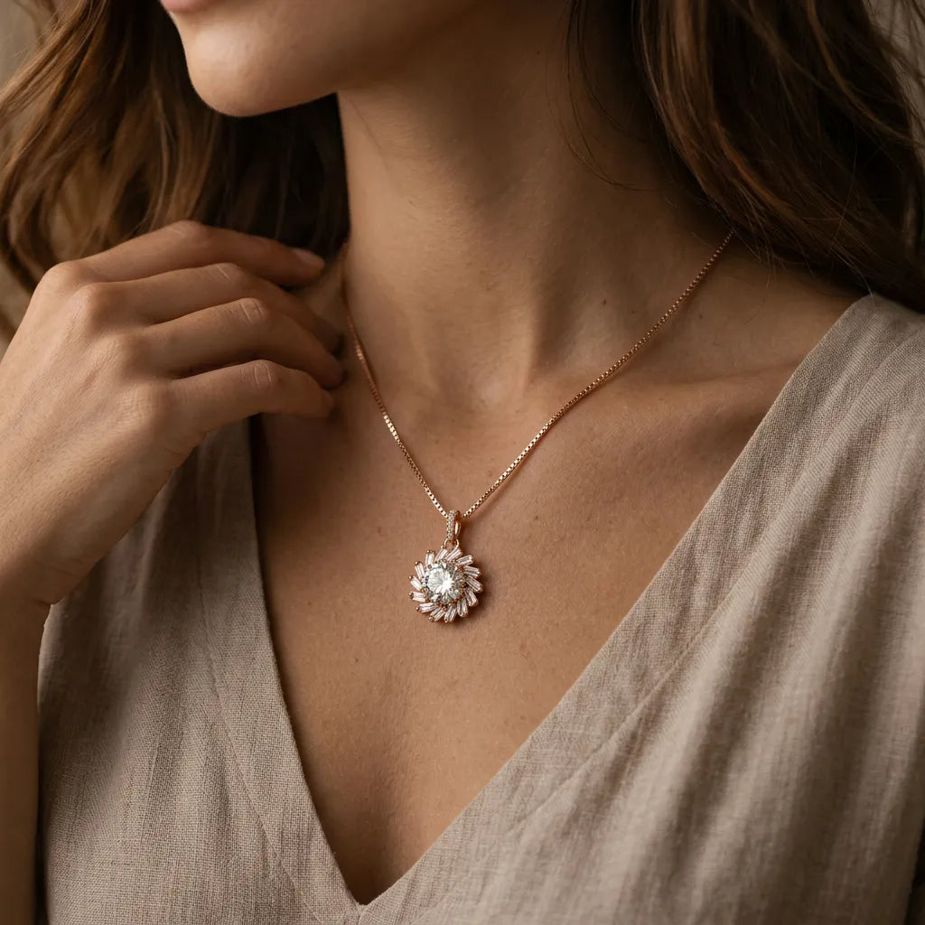 Silver Sunburst Necklace
