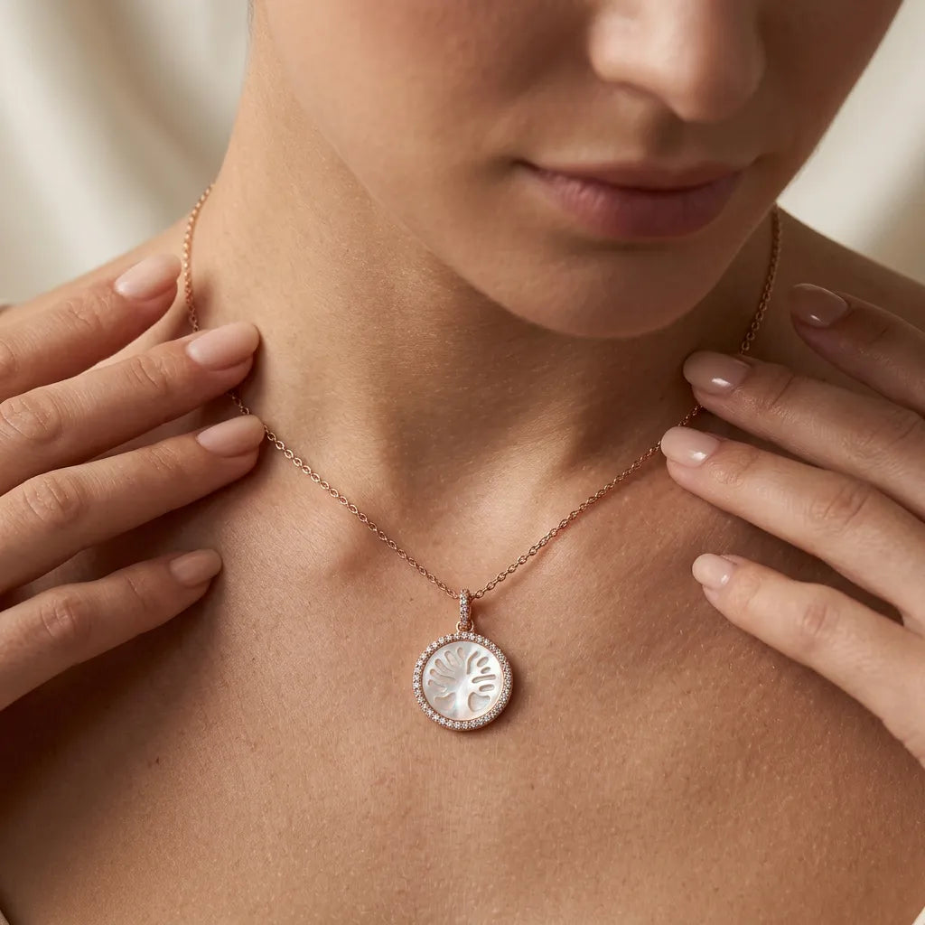 Silver Tree Of Life MOP Necklace
