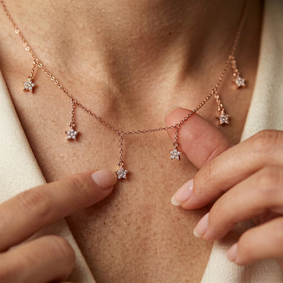 Silver Star Charms Necklace