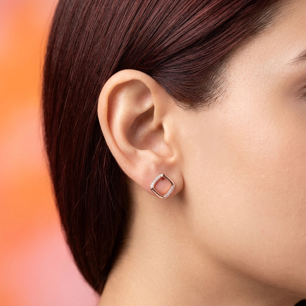 925 Silver Rose Gold Earrings