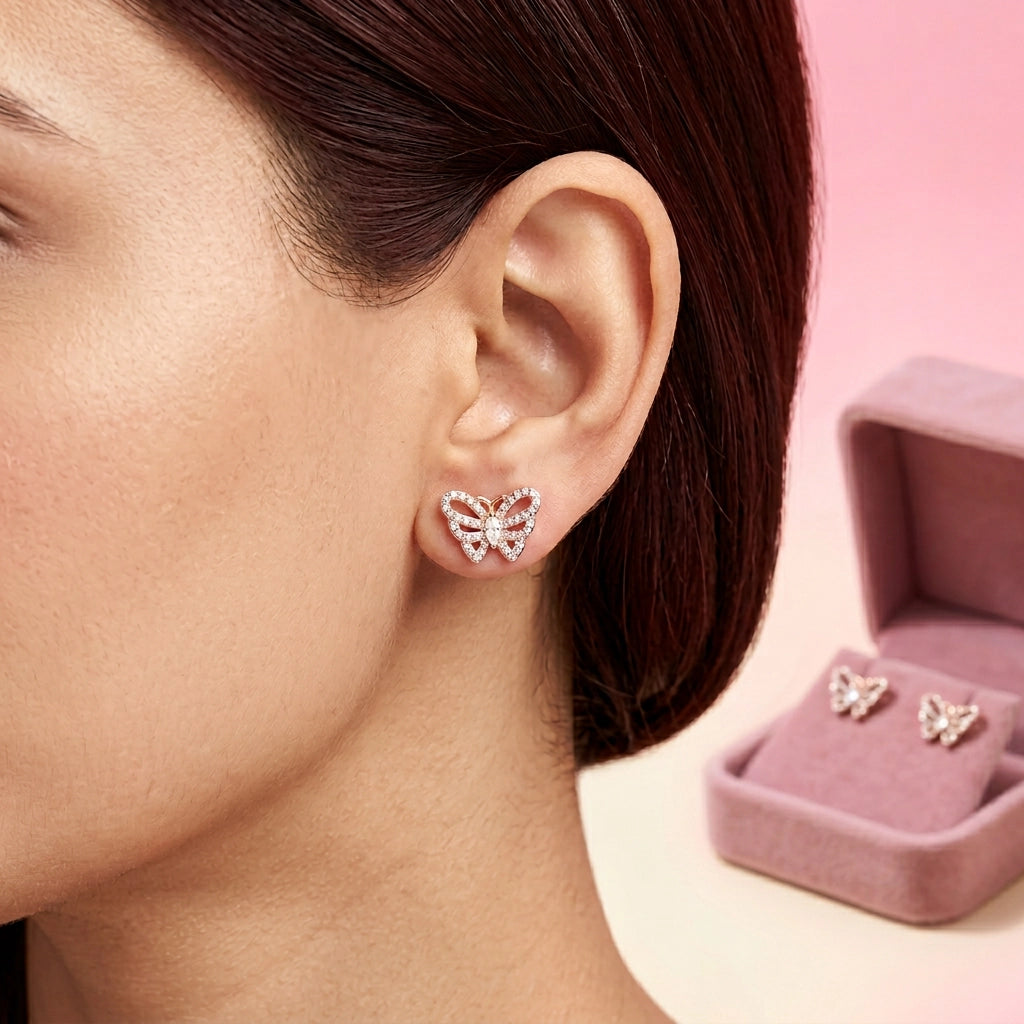 925 Silver Rose Gold Earrings