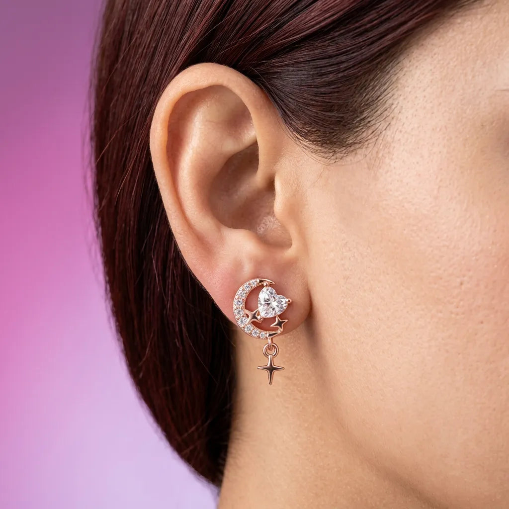 925 Silver Rose Gold Earrings