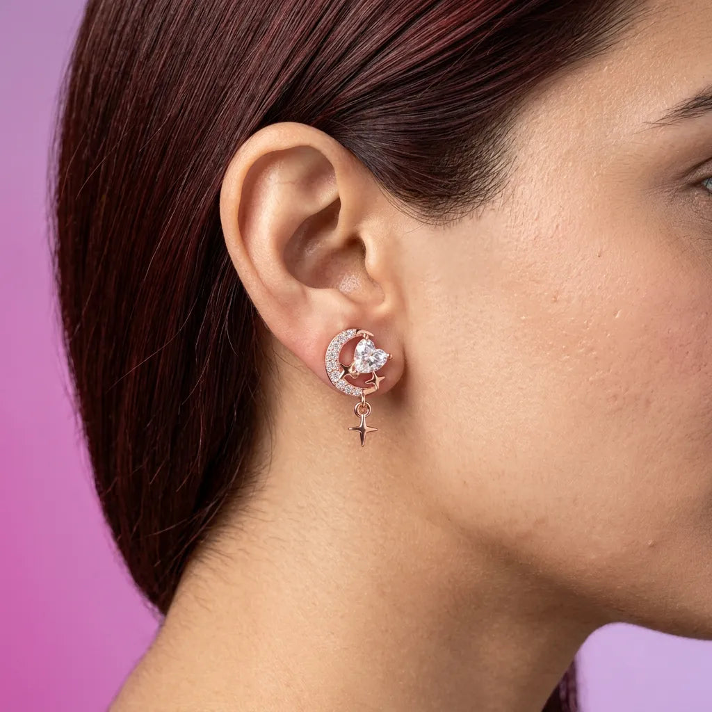925 Silver Rose Gold Earrings
