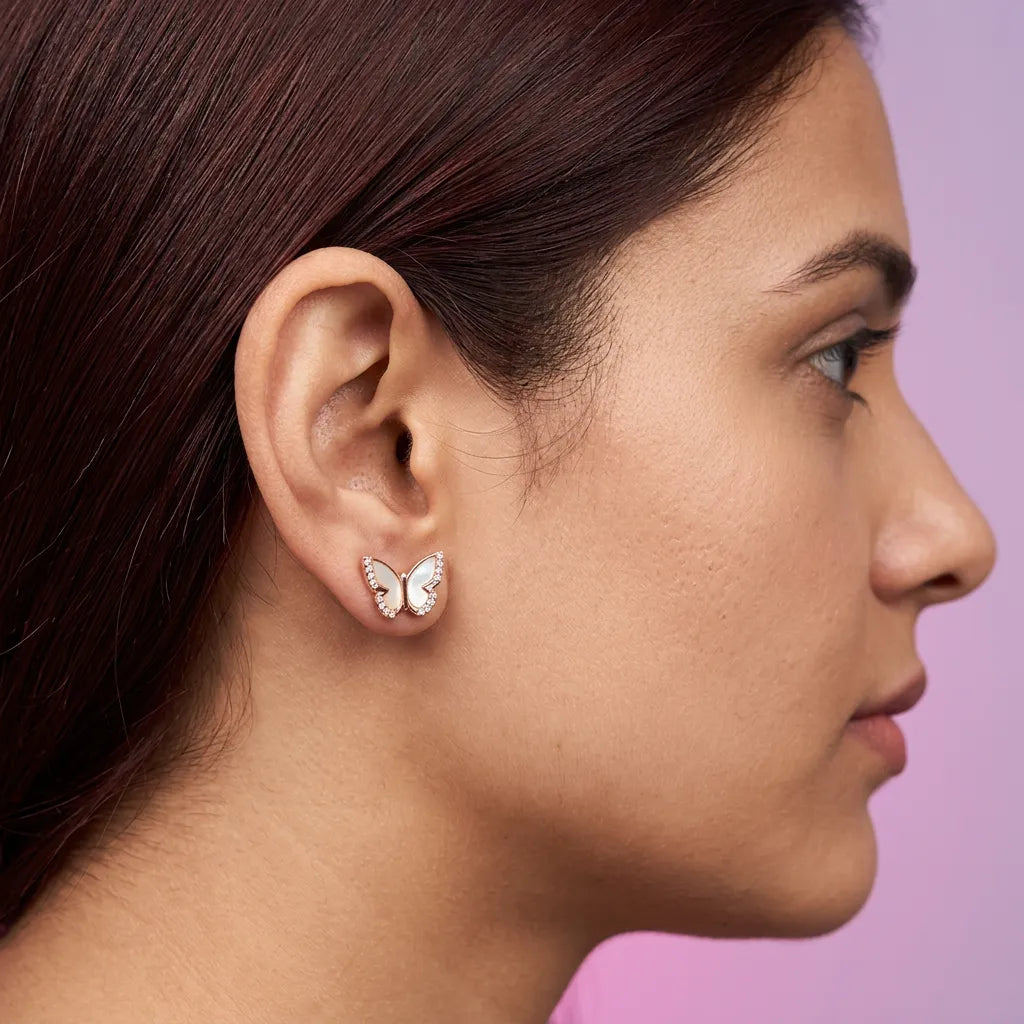 925 Silver Rose Gold Earrings