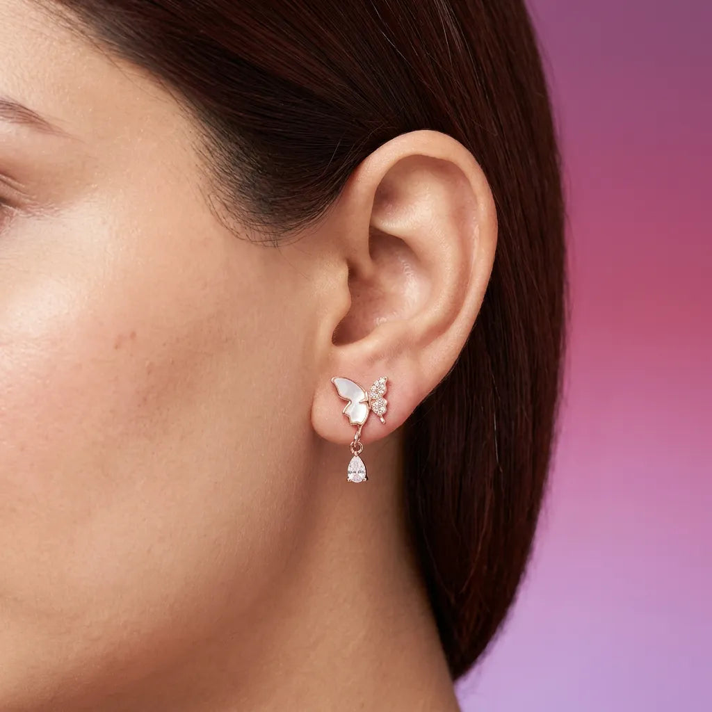 925 Silver Rose Gold Earrings