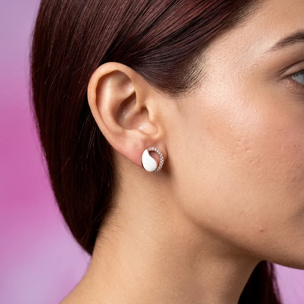 925 Silver Rose Gold Earrings