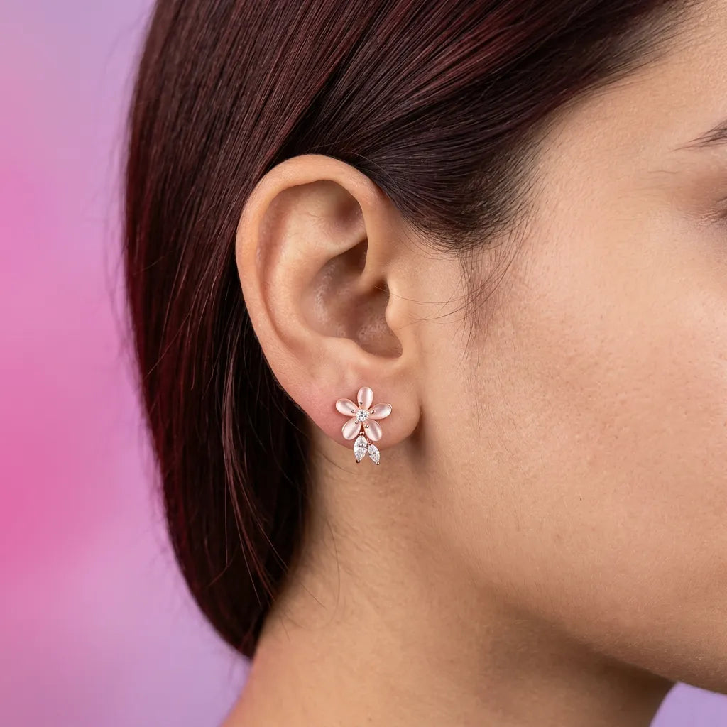 925 Silver Rose Gold Earrings