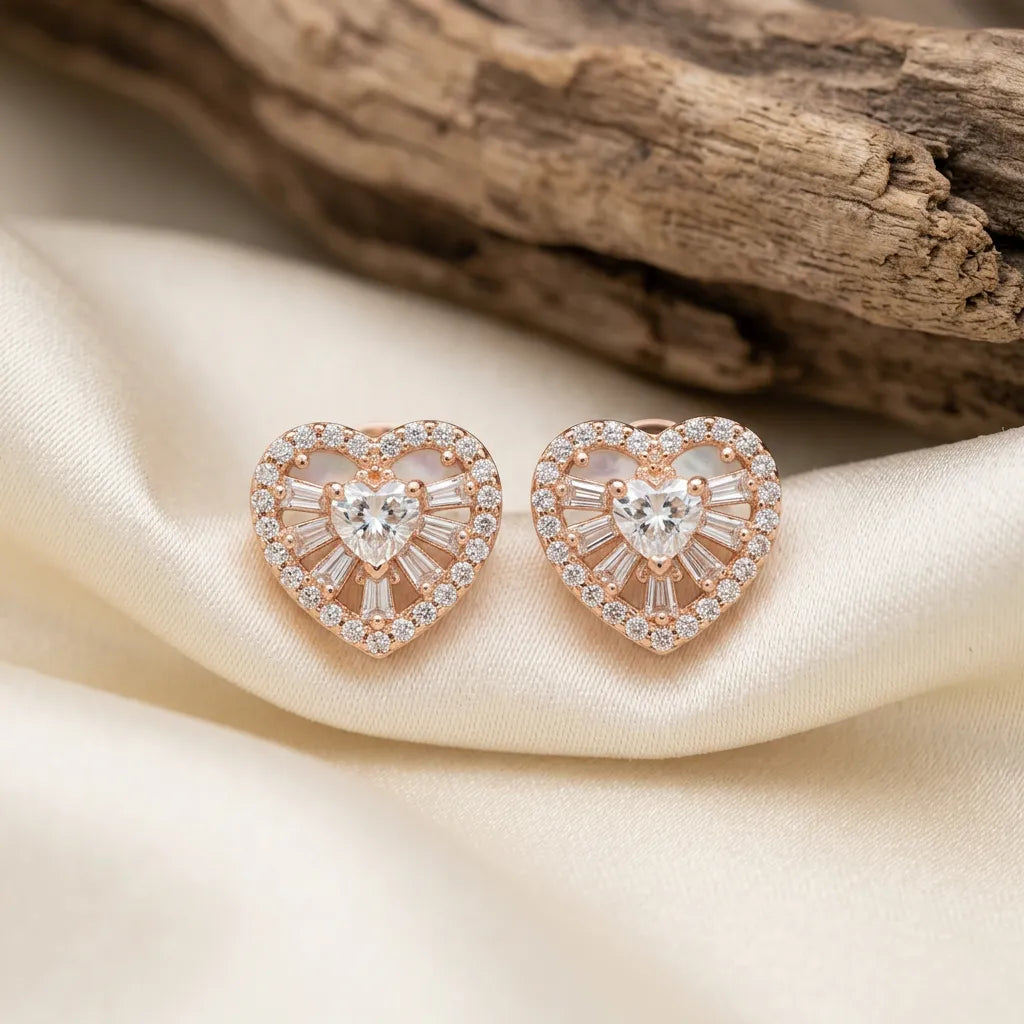 925 Silver Rose Gold Earrings