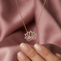 Silver Zircon Diamonds Lotus Necklace