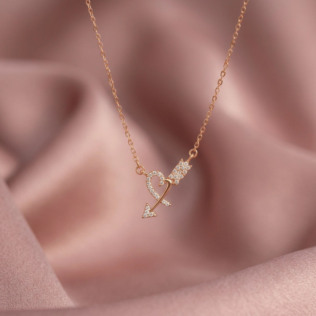 Silver Arrow Heart Necklace