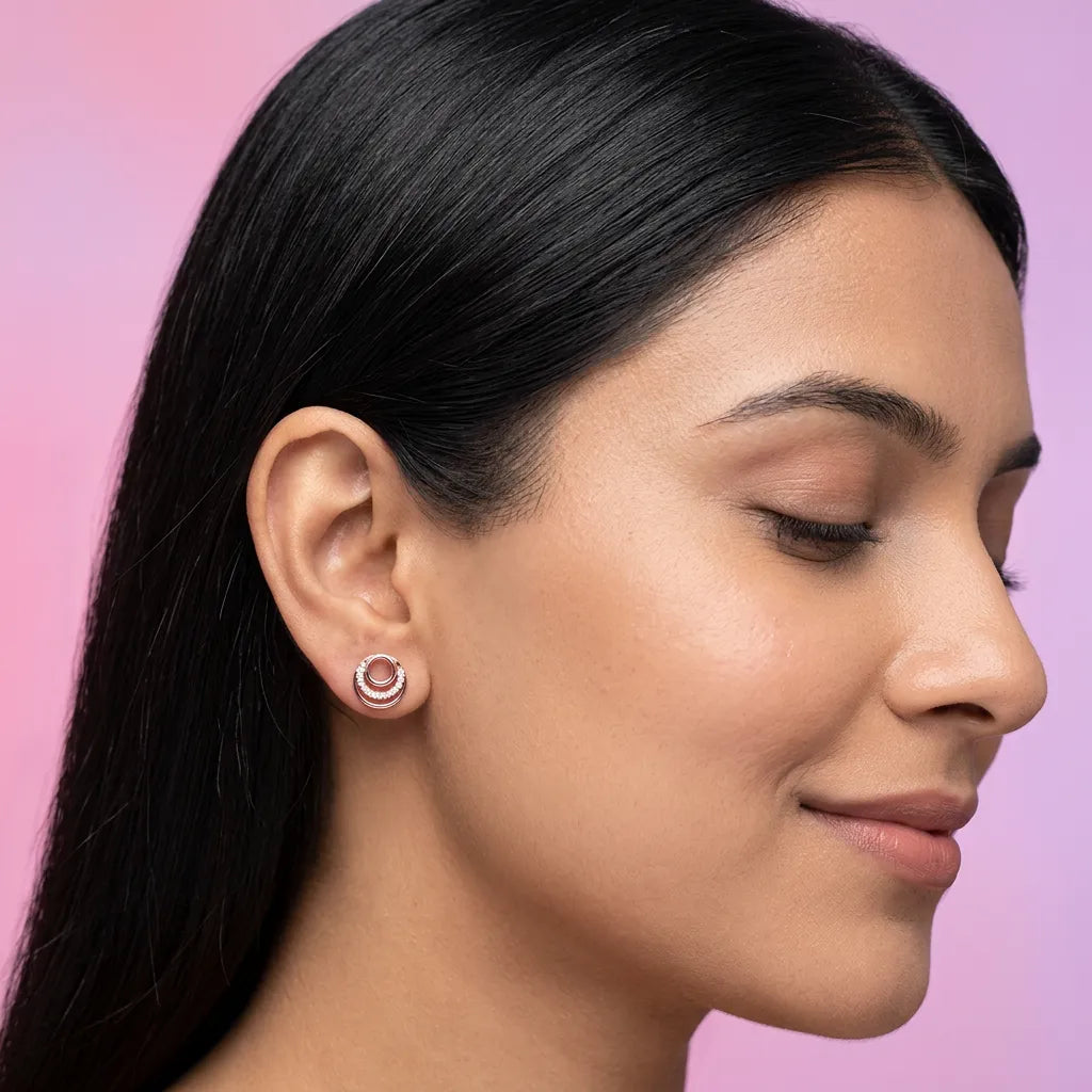 925 Silver Rose Gold Earrings