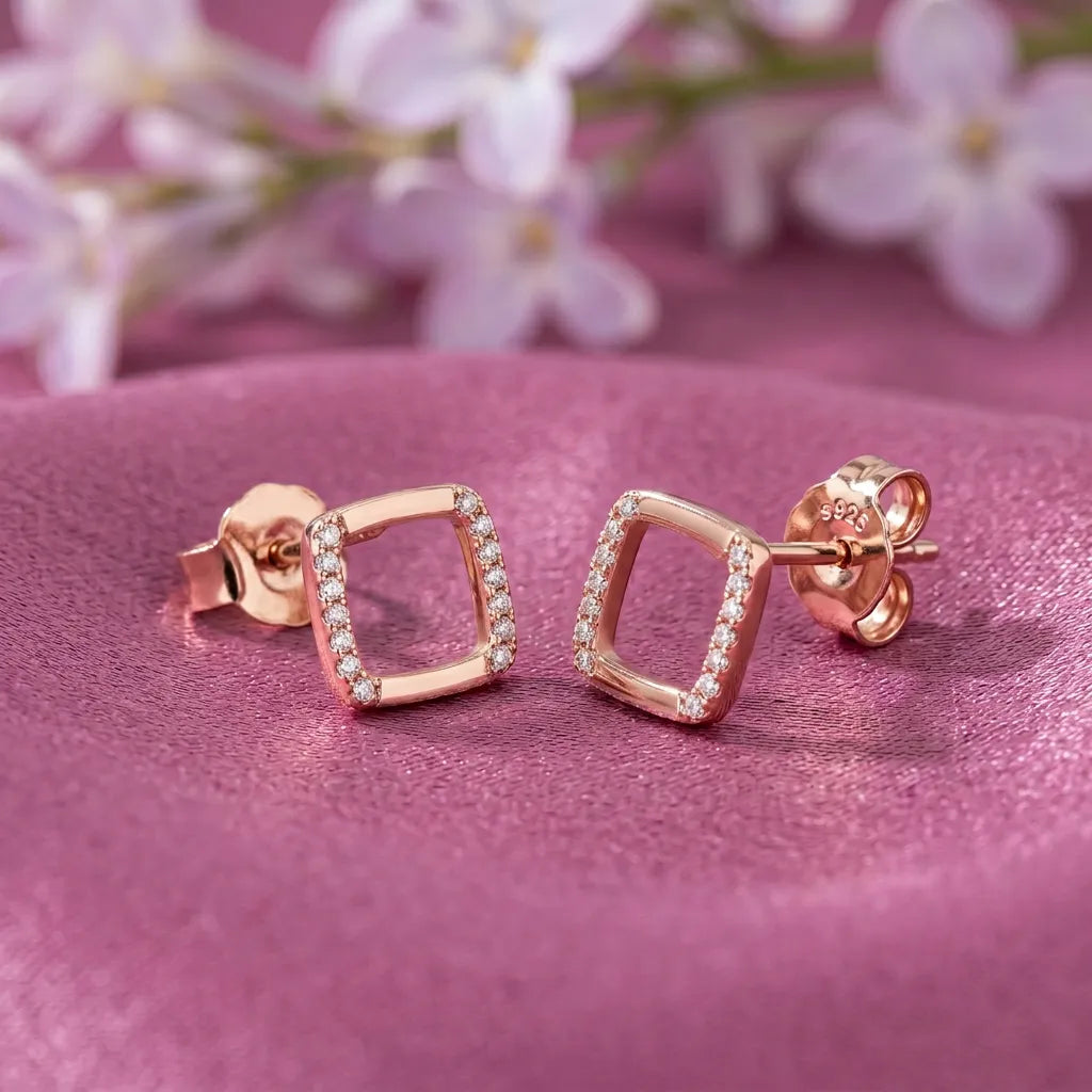 925 Silver Rose Gold Earrings
