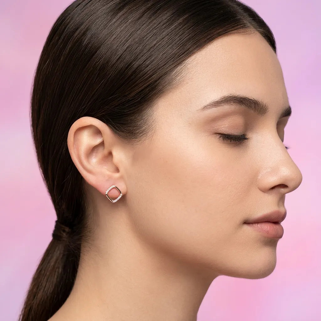 925 Silver Rose Gold Earrings