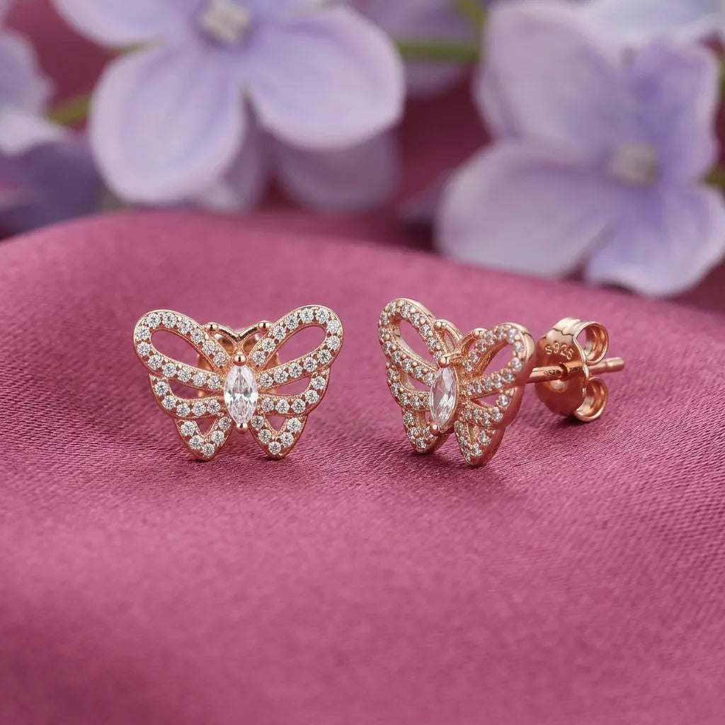 925 Silver Rose Gold Earrings