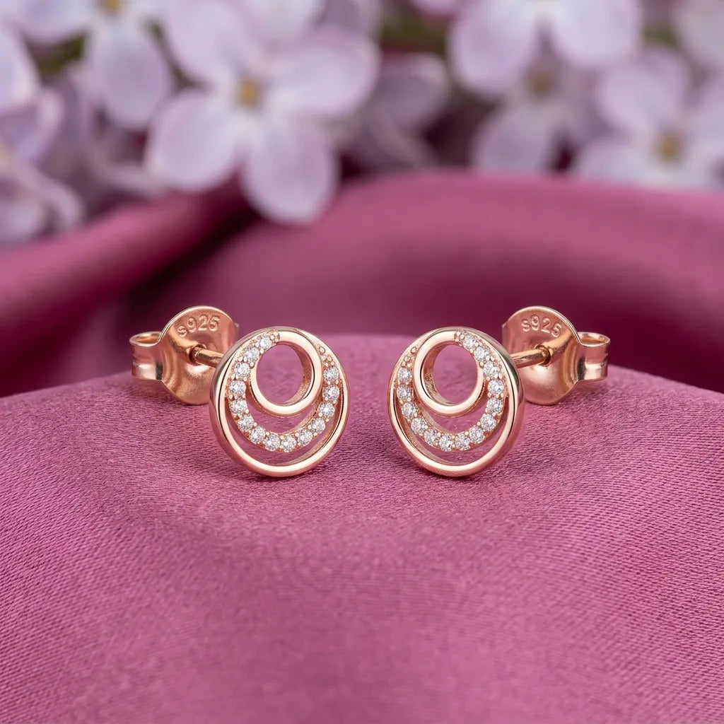 925 Silver Rose Gold Earrings