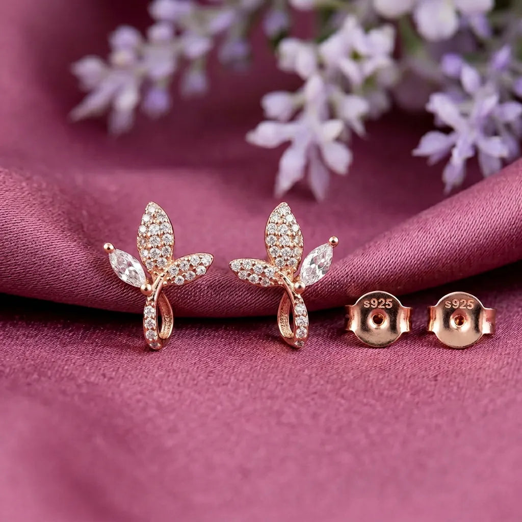 925 Silver Rose Gold Earrings