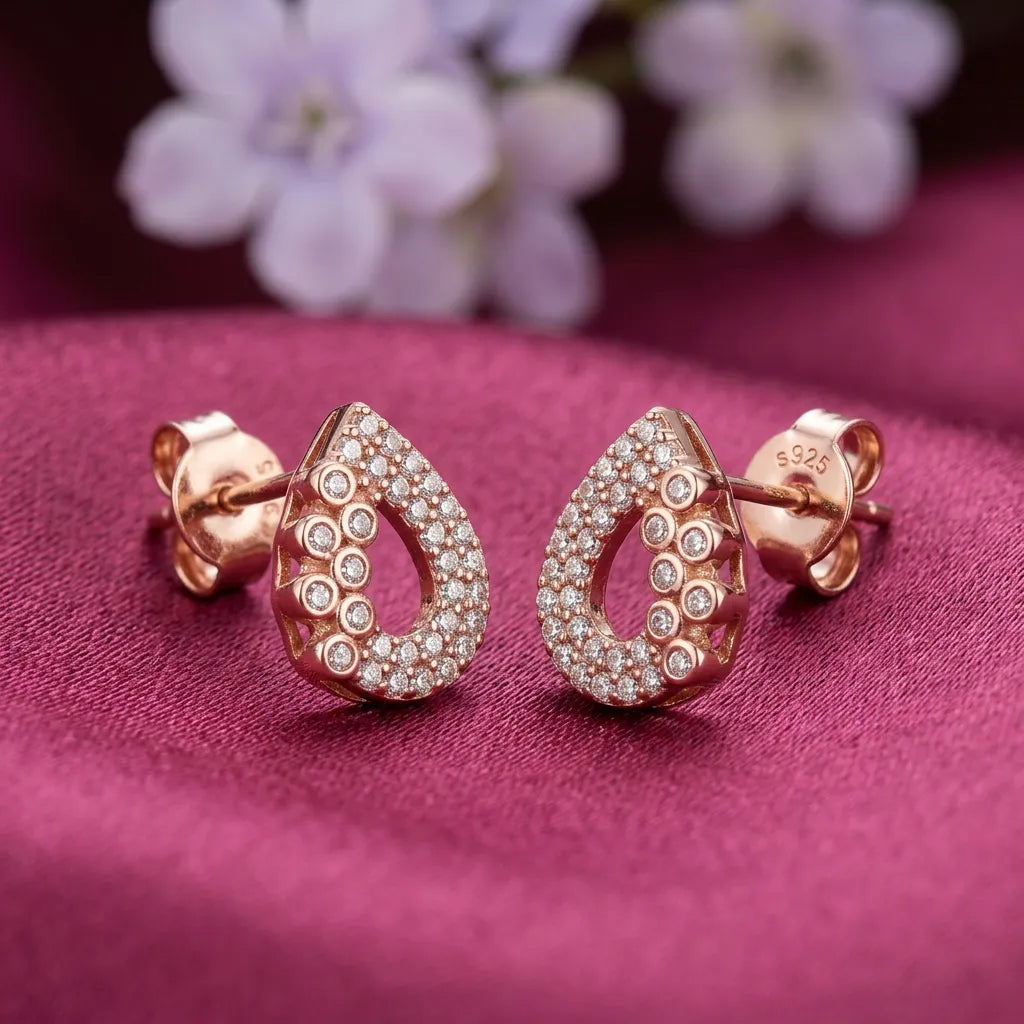 925 Silver Rose Gold Earrings