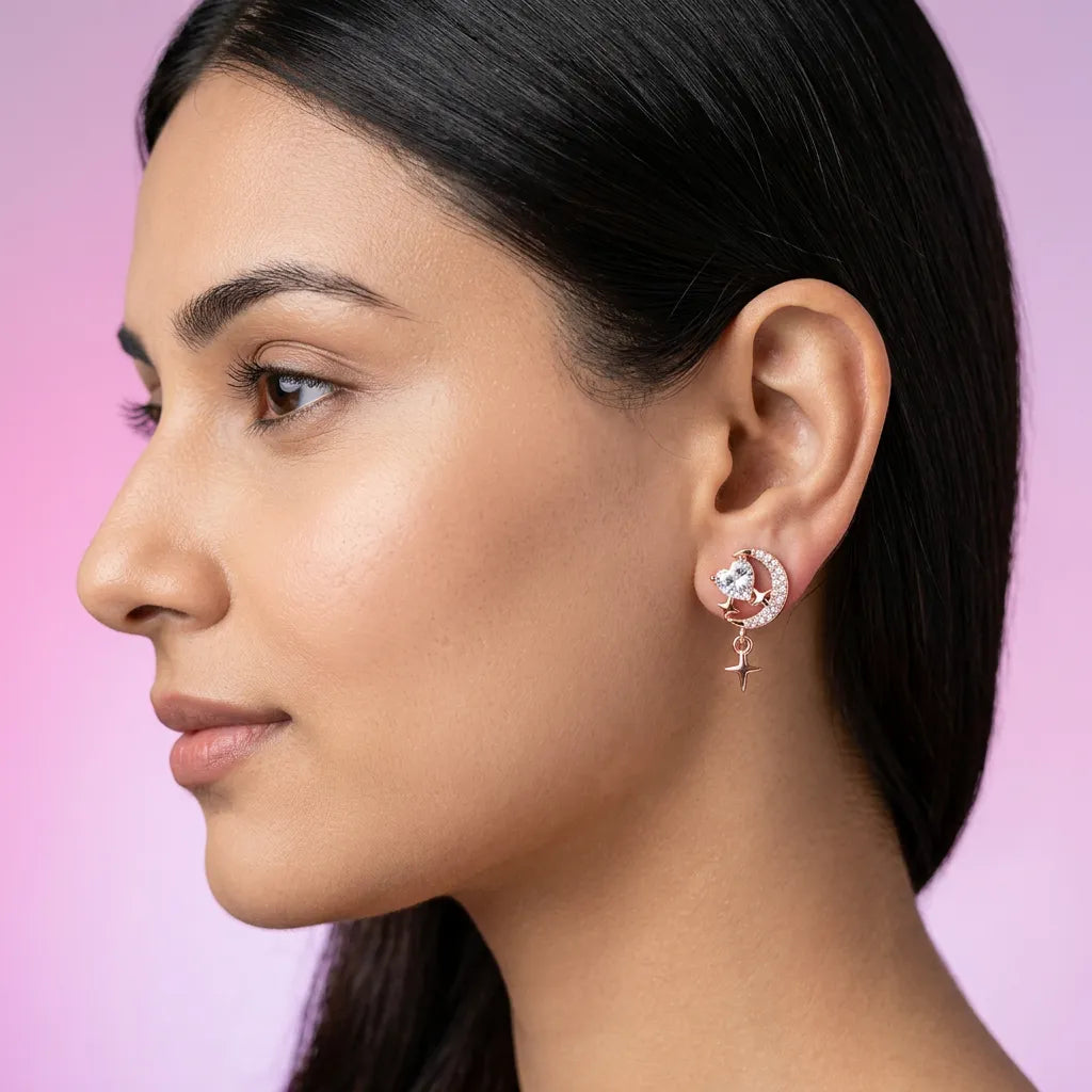 925 Silver Rose Gold Earrings