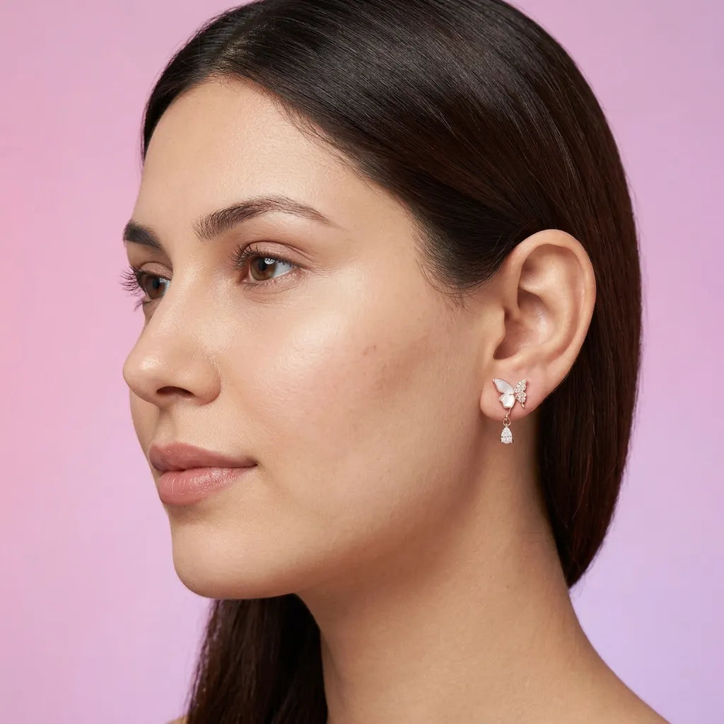 925 Silver Rose Gold Earrings