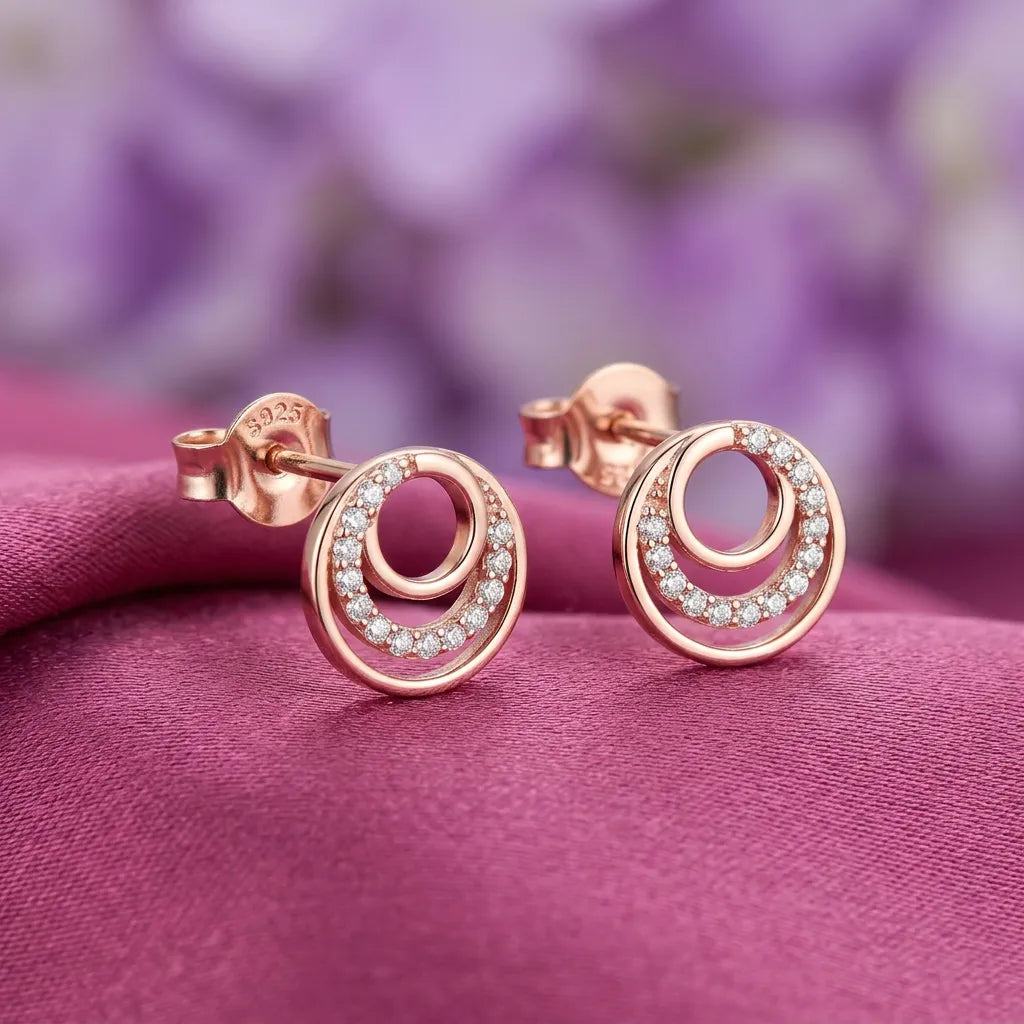 925 Silver Rose Gold Earrings