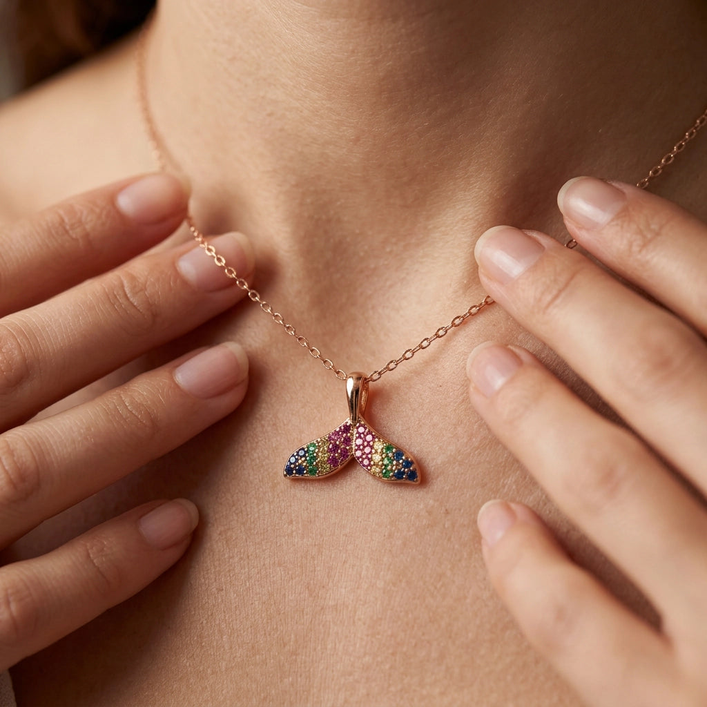 Silver Colorful Butterfly Necklace