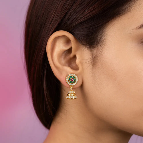 925 Silver Gold Plated Circular Stud Jimaki Earrings