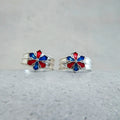 Blue-Red Flower Shaped Silver Metti