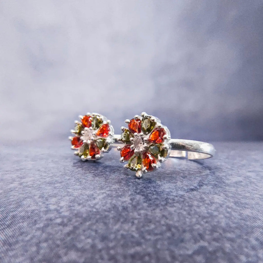 Flower Shaped Stone Silver Metti
