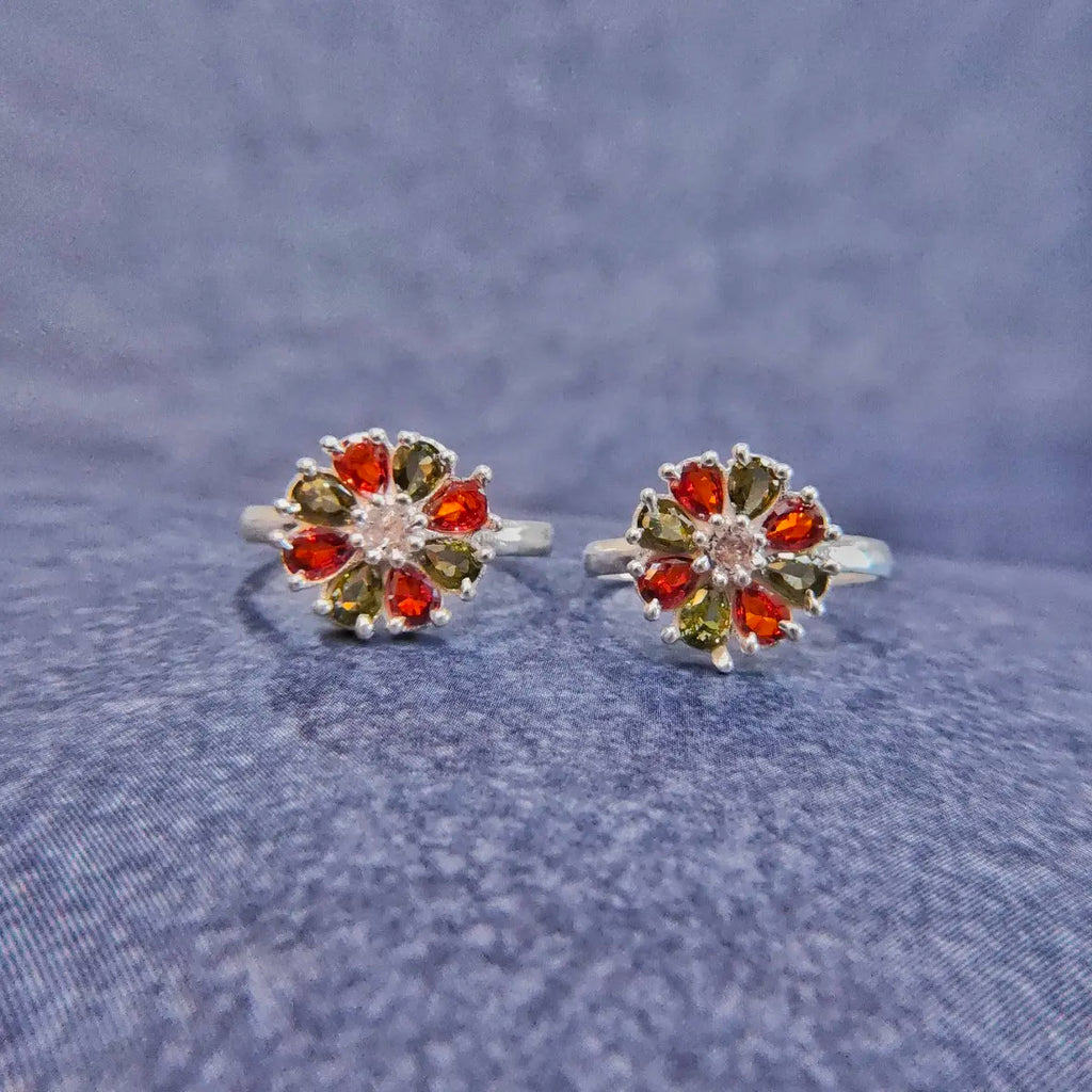 Flower Shaped Stone Silver Metti