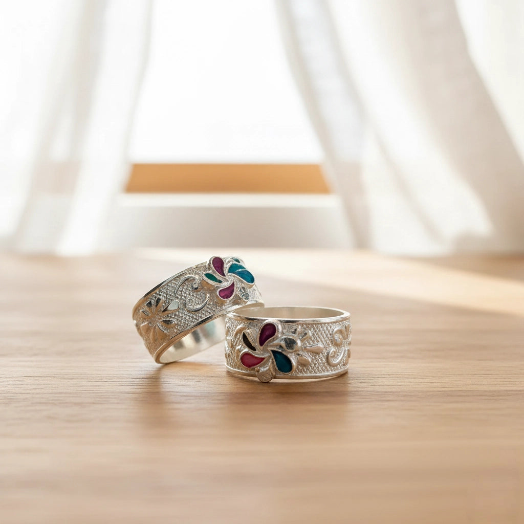 Fancy Enamel Silver Metti