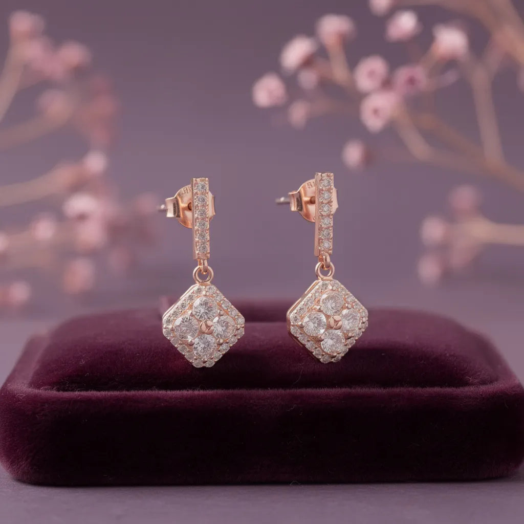 925 Silver Rose Gold Earrings