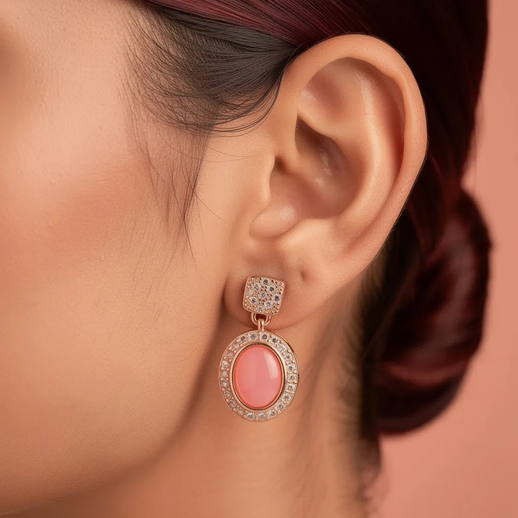 925 Silver Rose Gold Earrings