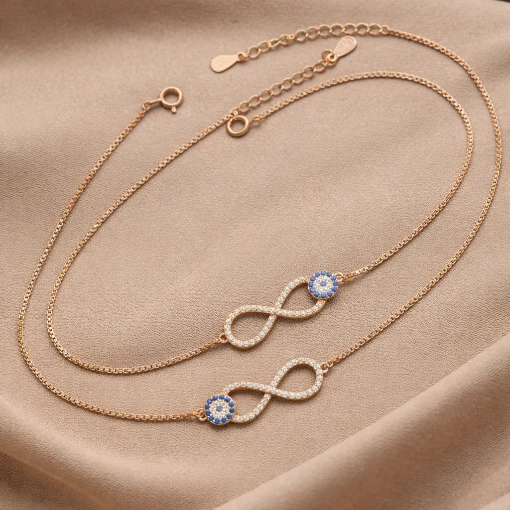 925 Rose Gold Infinity Anklets