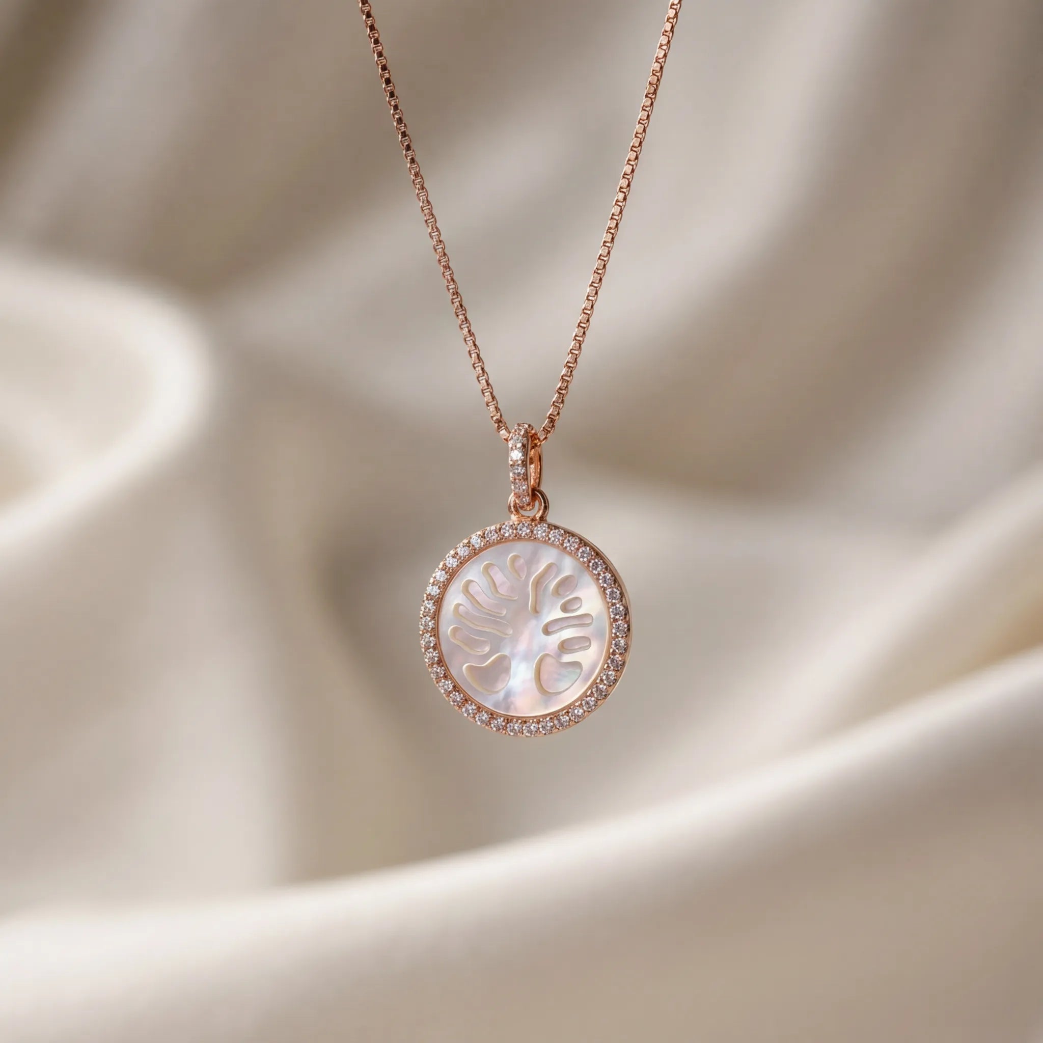 Silver Tree Of Life MOP Necklace