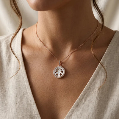 Silver Tree Of Life MOP Necklace
