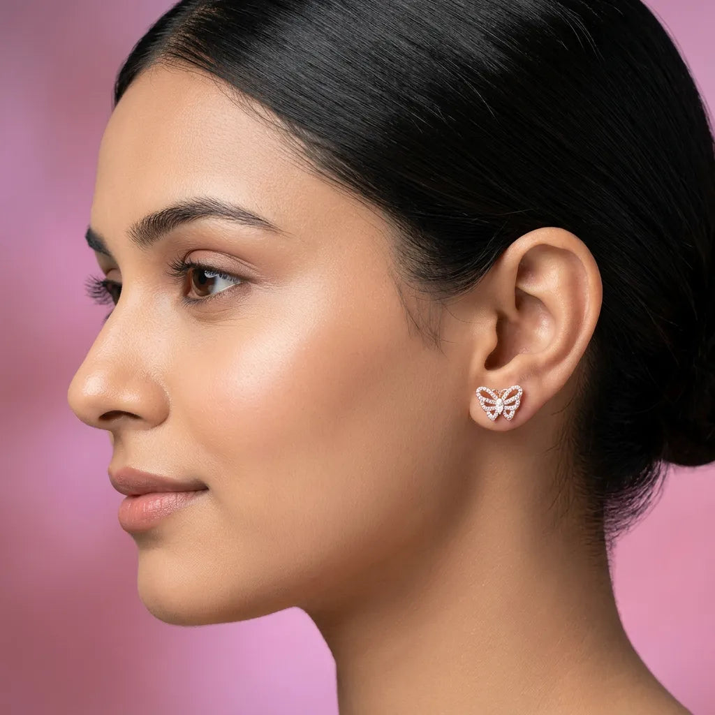 925 Silver Rose Gold Earrings